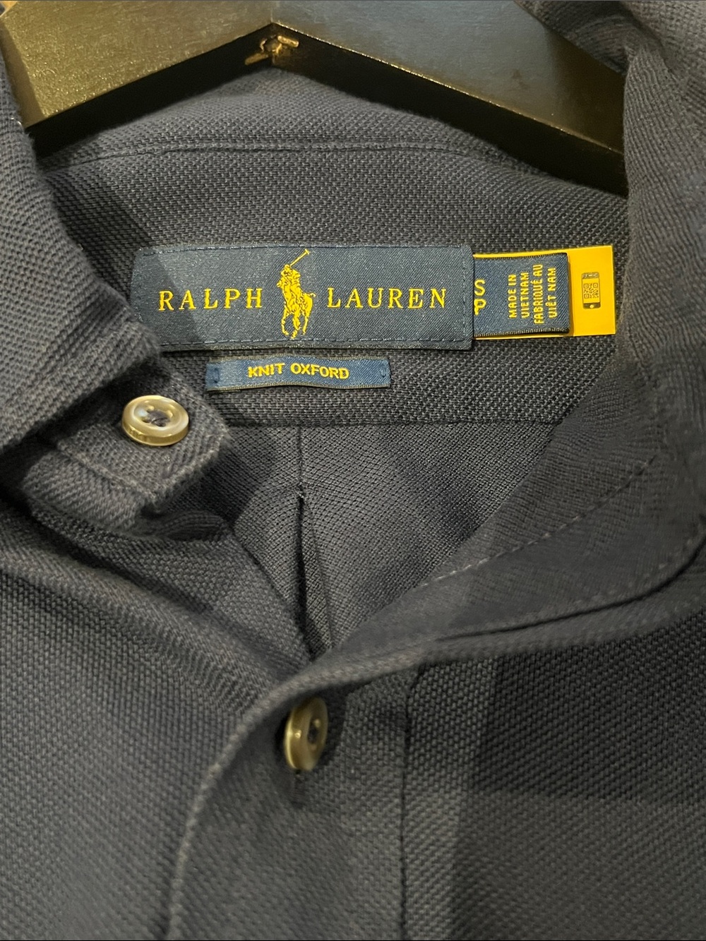 Ralph Lauren Oxford Knit Button Down Shirt Long Sleeve Navy Small 100% Cotton - Picture 6 of 7